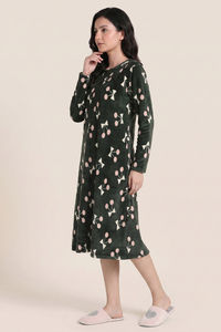Zivame Velour Knit Poly Winter Lifewear Dress - Dark Green — thumbnail 3